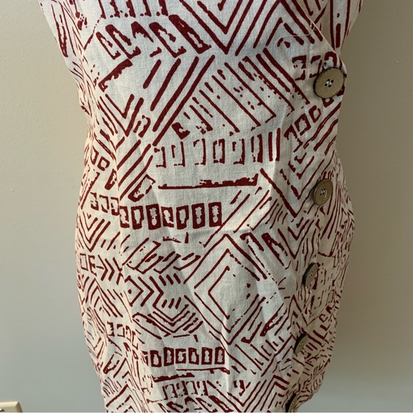 Forever 21 Printed Geometric Side Button Front Linen Rayon Blend Mini Dress - Picture 12 of 12